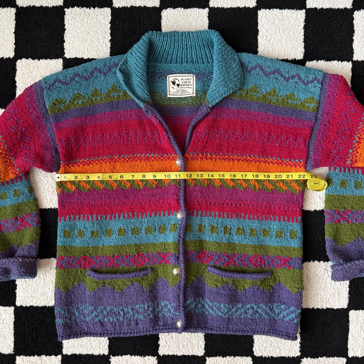 unique vintage whimsical PLANET EARTH IMPORTS knit cardigan sweater