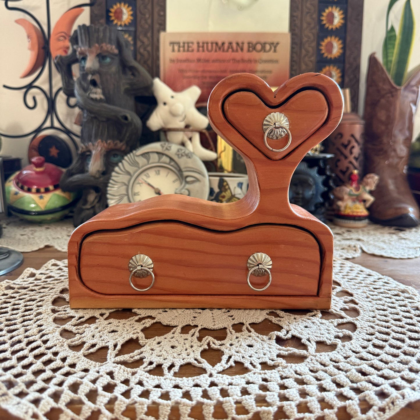 unique handmade vintage whimsical folk art trinket jewelry box