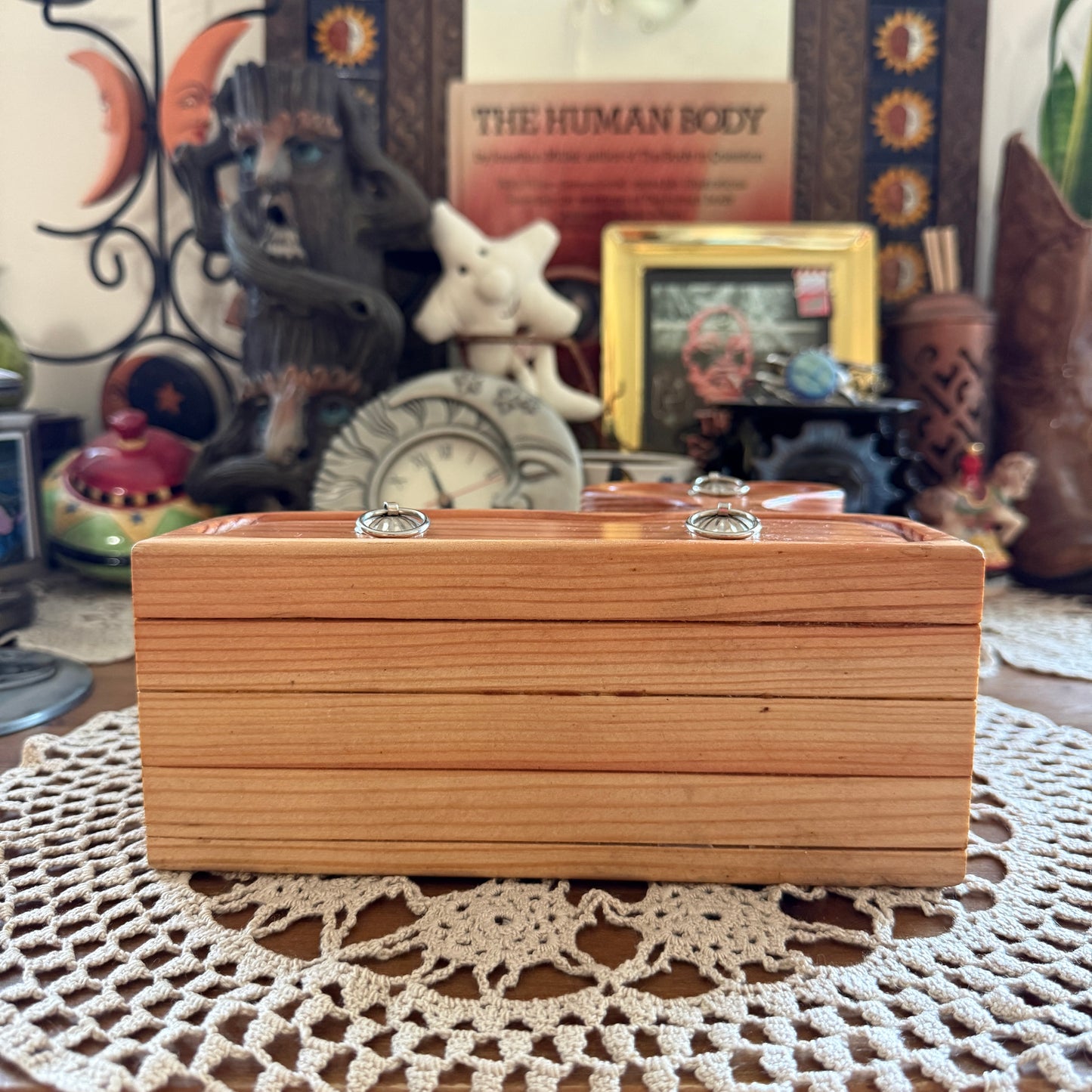 unique handmade vintage whimsical folk art trinket jewelry box