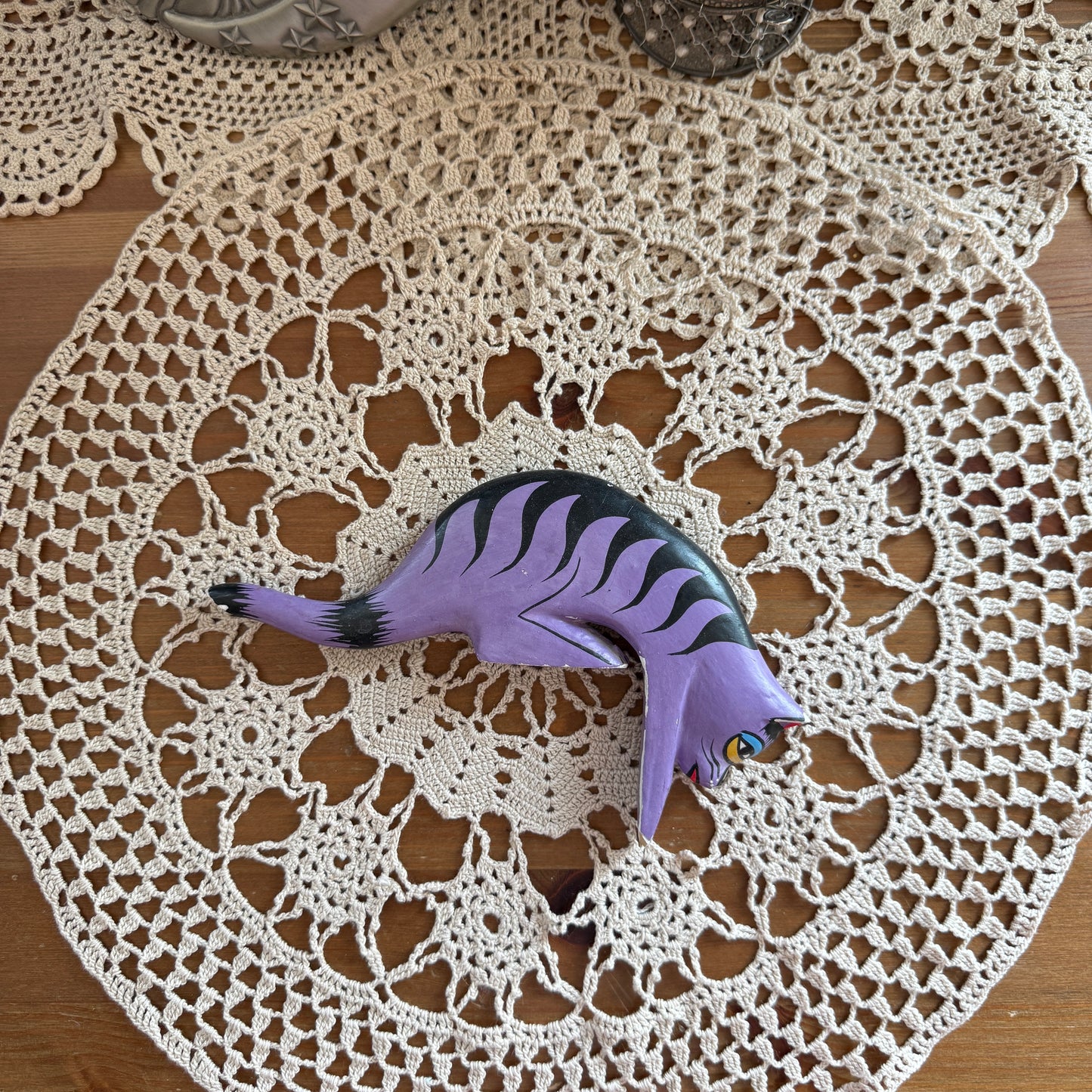 unique handmade whimsical cat folk art figure collectable