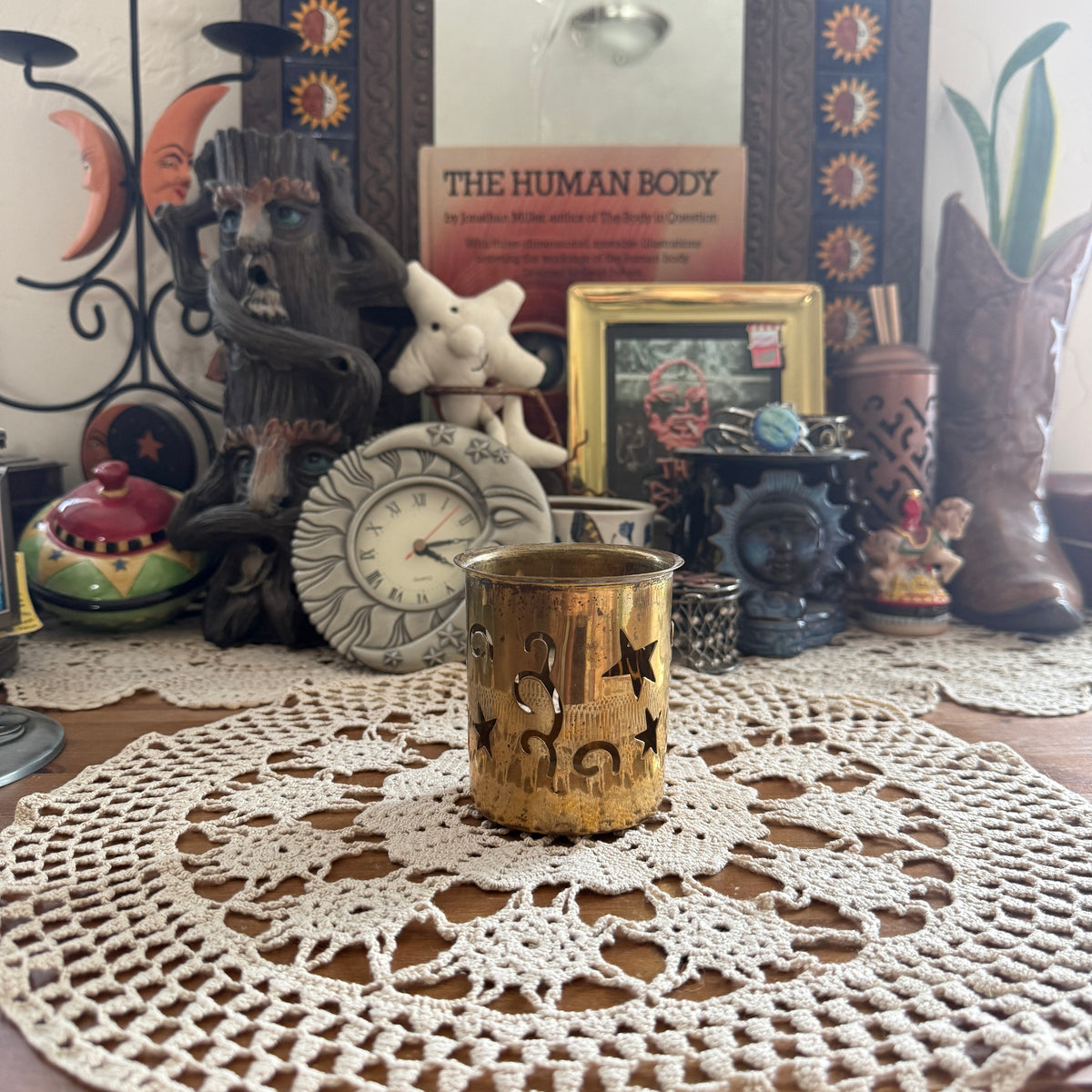 unique vintage whimsical celestial star candle holder
