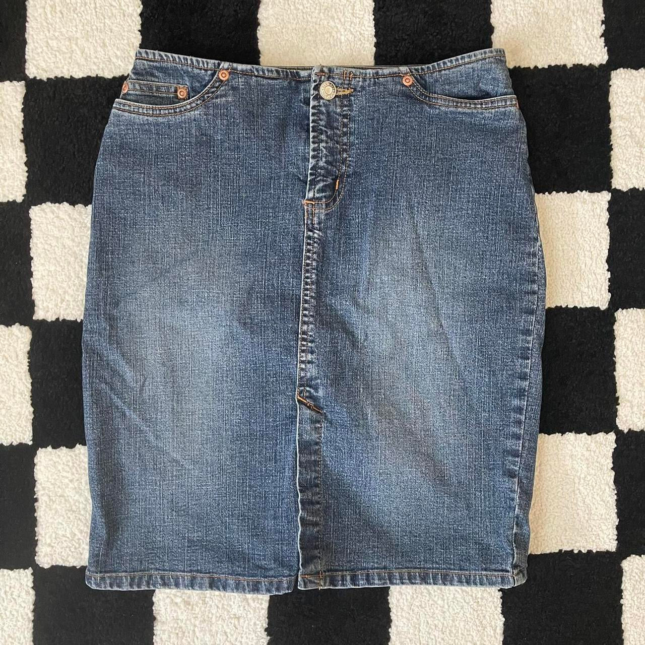 vintage whimsy 90s y2k denim midi skirt