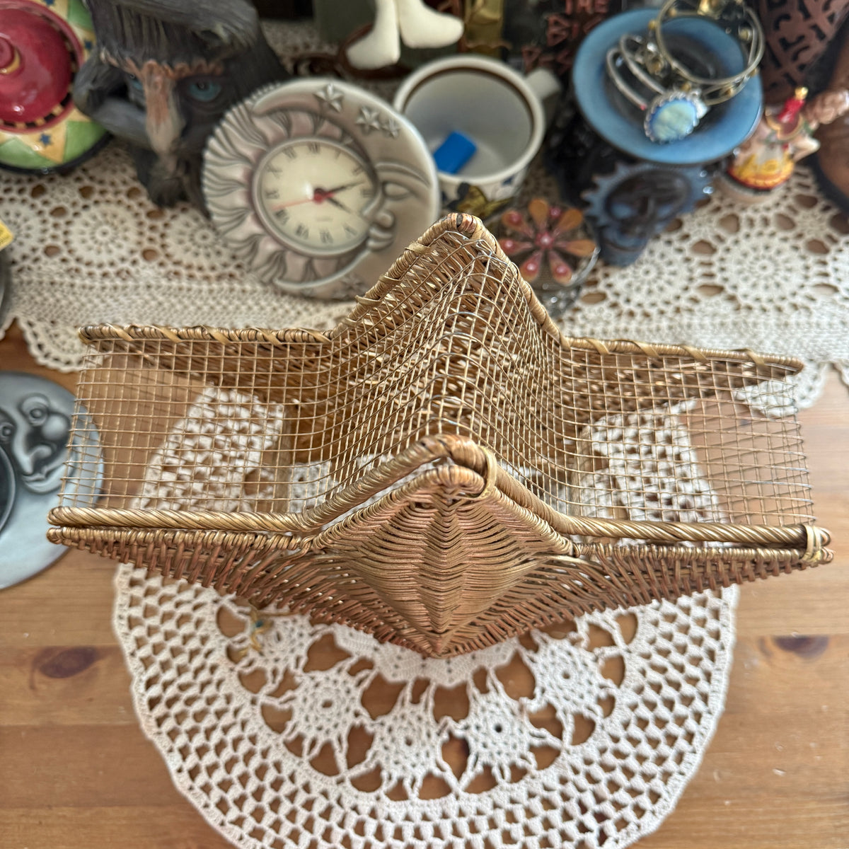 unique vintage whimsical celestial star wicker basket