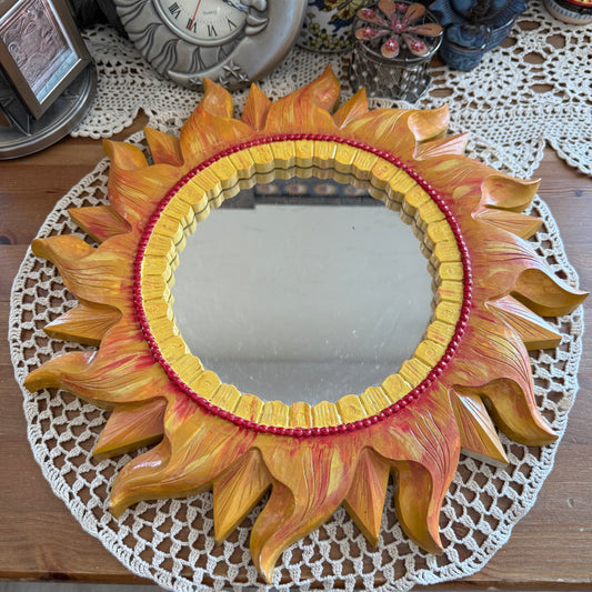 unique vintage whimsical celestial sun mirror collectable wall decor