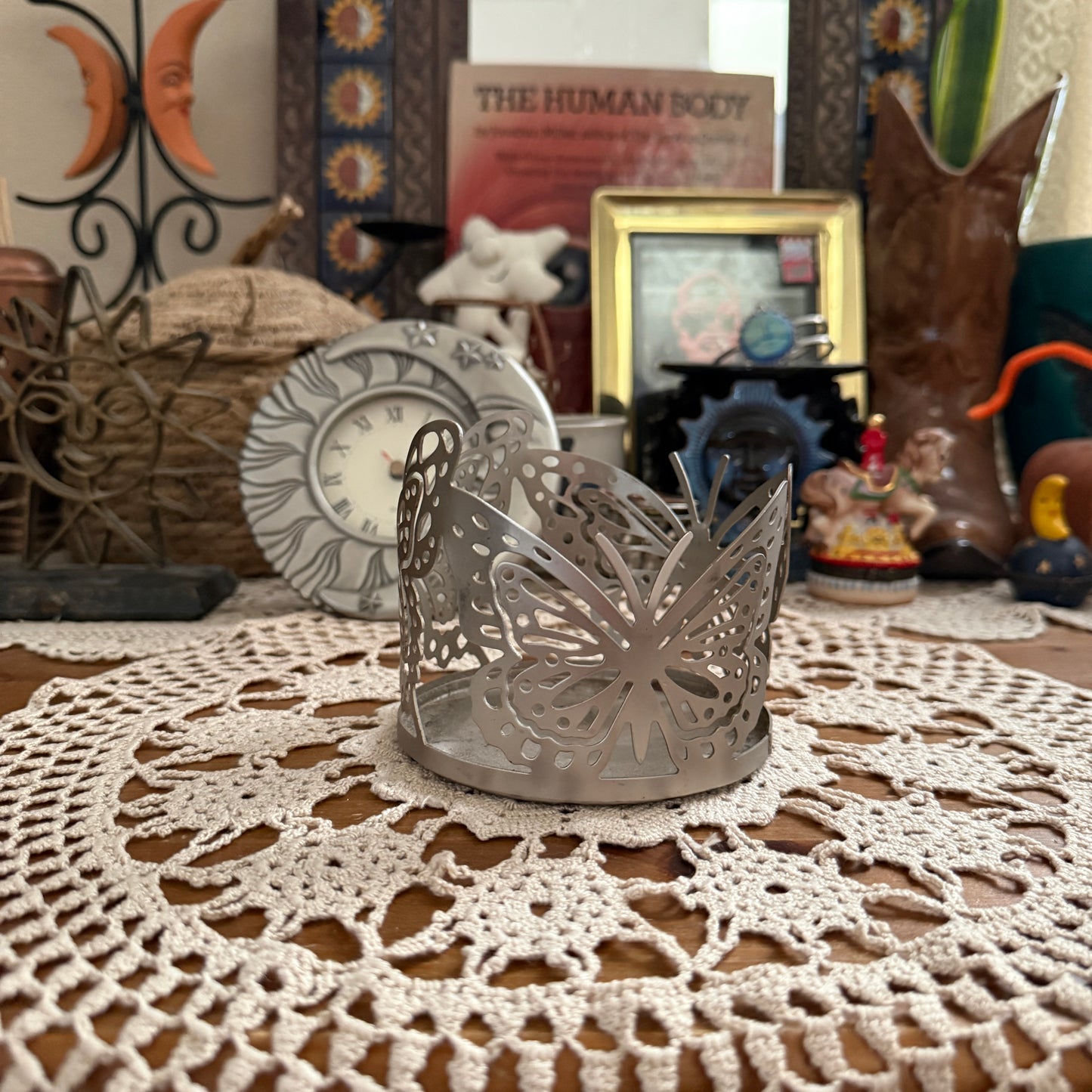 unique vintage whimsical butterfly candle holder