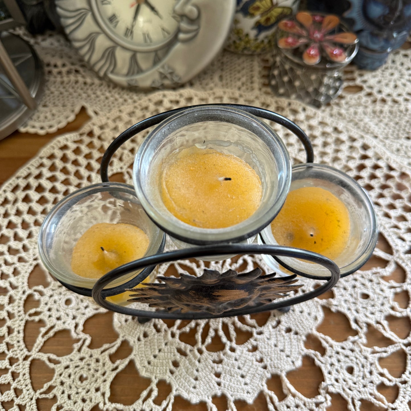 unique vintage whimsical celestial sun candle holder