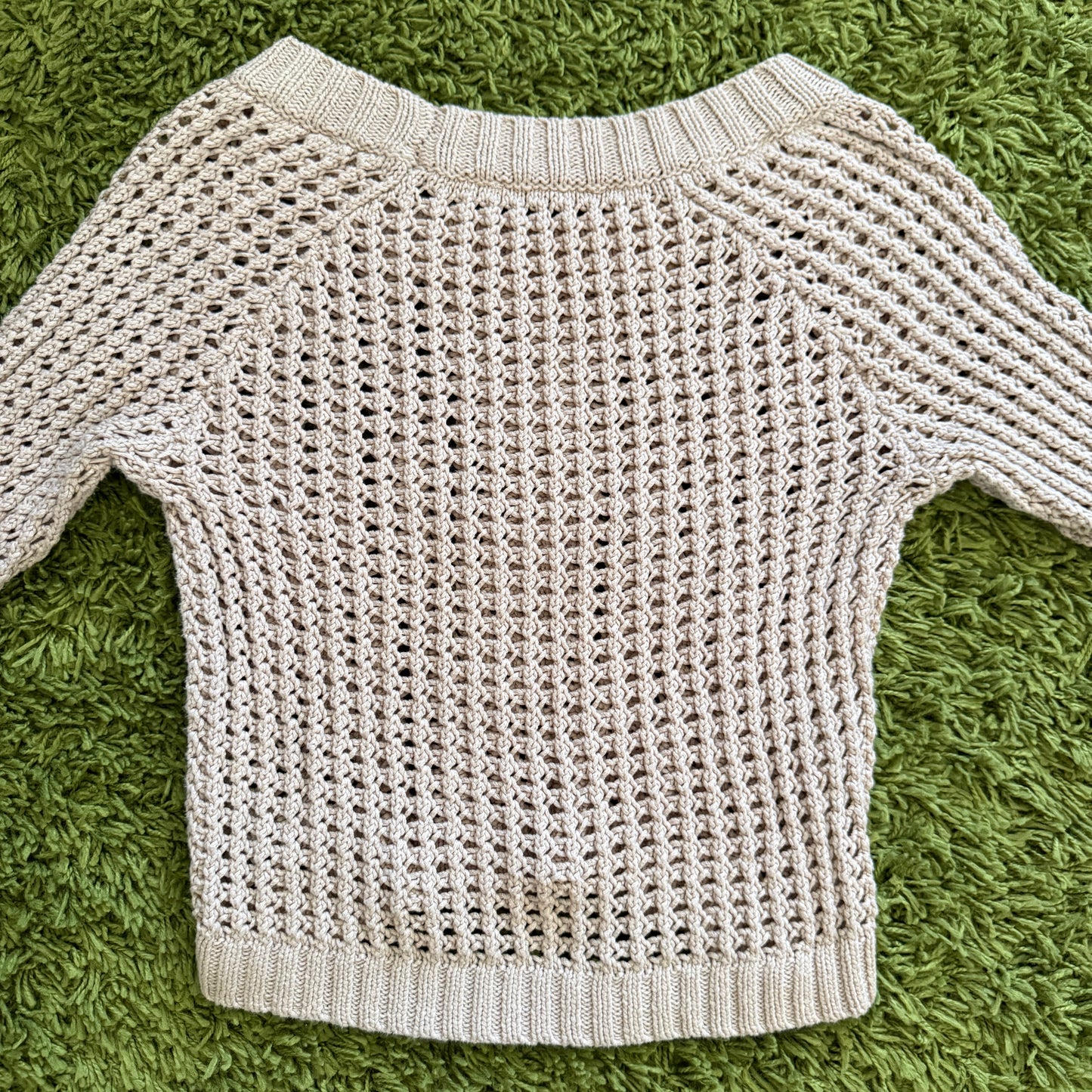 unique vintage whimsical 90s y2k off shoulder sleeved knit top