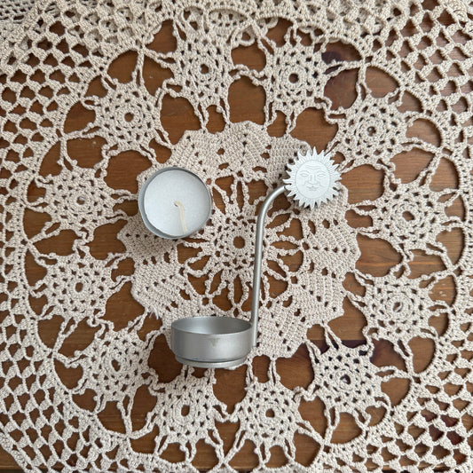 unique vintage whimsical celestial sun candle holder