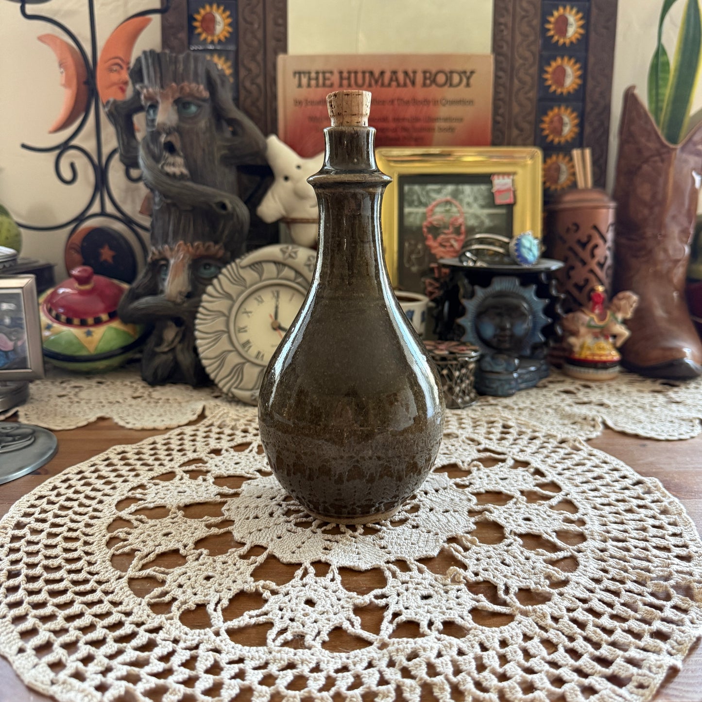 unique vintage whimsical folk art potion bottle