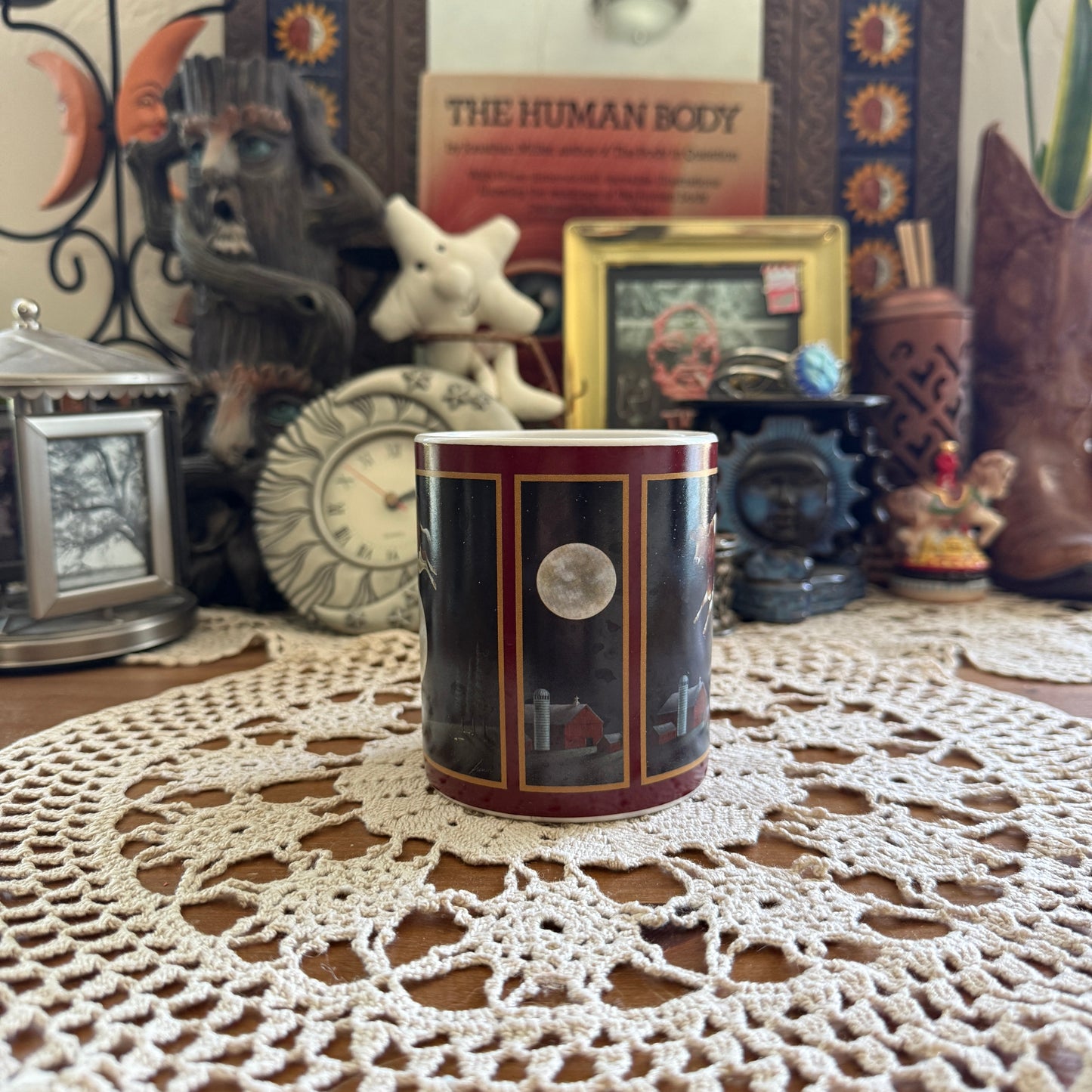 unique vintage whimsical cow moon mug