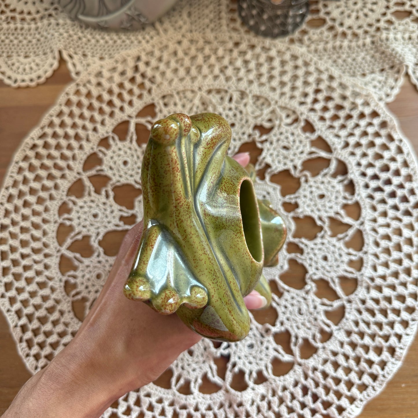 unique vintage whimsical frog candle holder