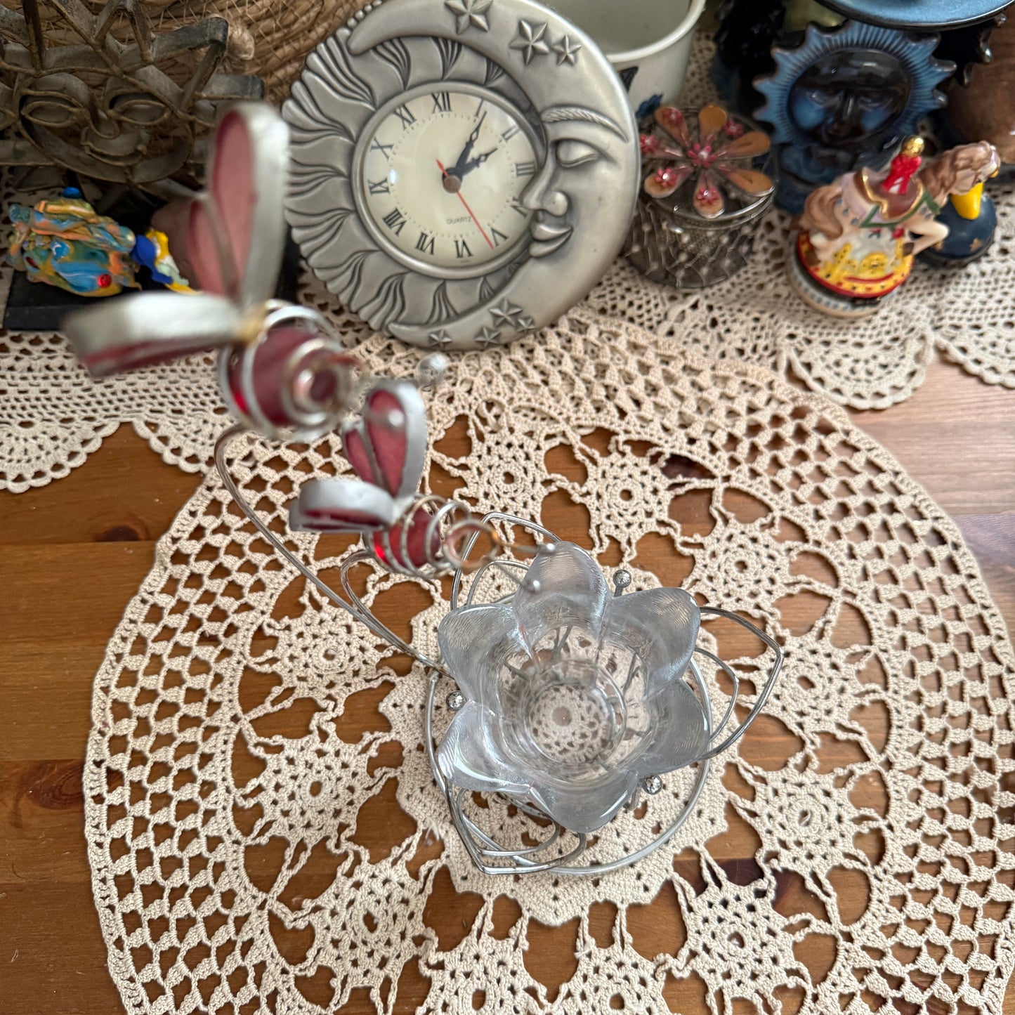 unique vintage whimsical stained glass candle holder