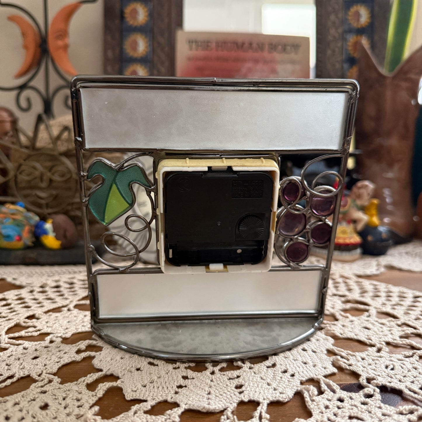 unique vintage whimsical stained glass clock