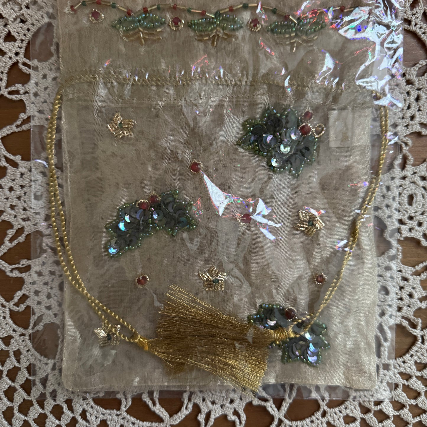 whimsical indie mesh sequin gift bag collectable