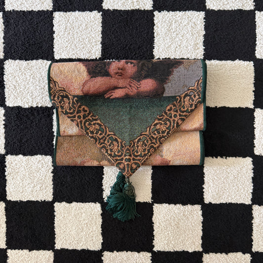 unique vintage whimsical cherub tapestry table runner
