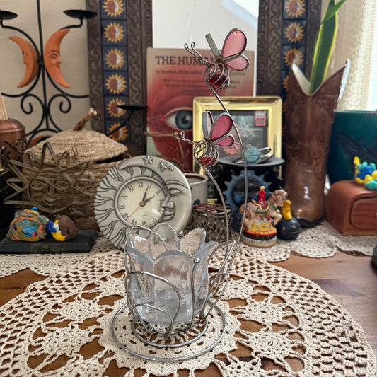 unique vintage whimsical stained glass candle holder