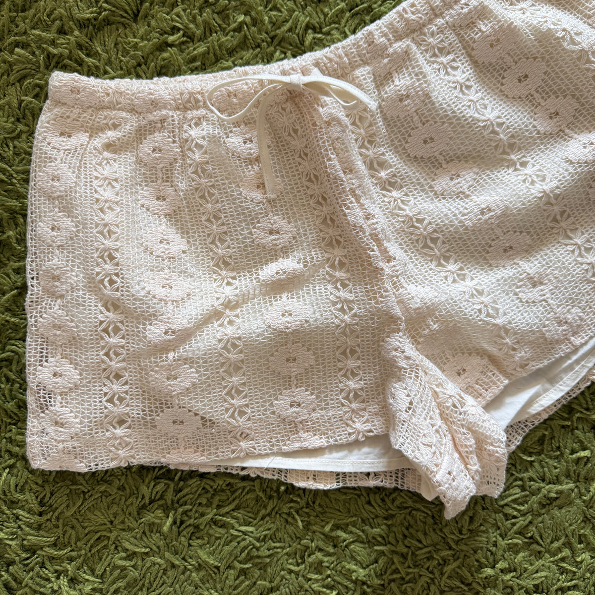 unique whimsical 90s y2k lace lounge shorts