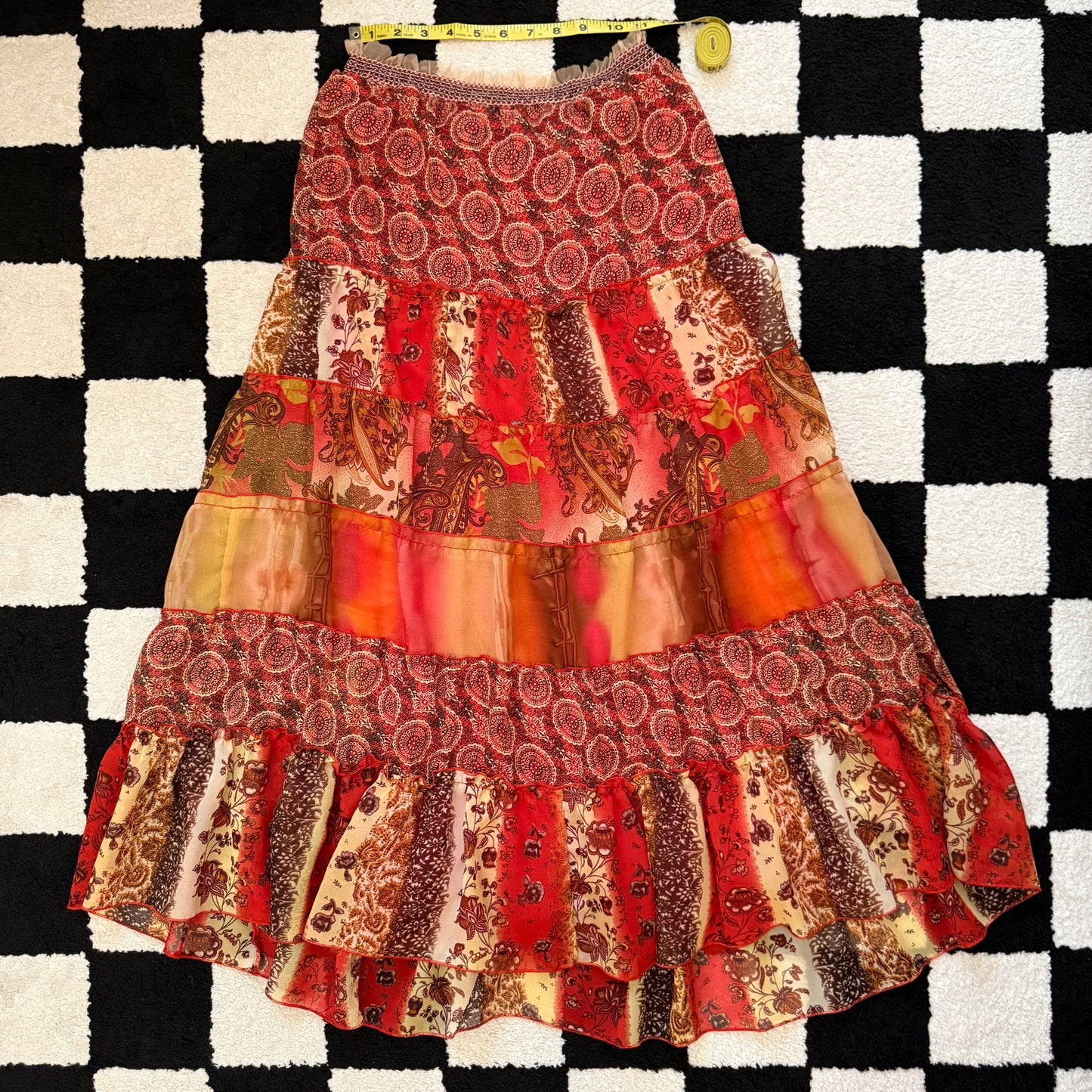 unique vintage whimsy 90s y2k KAKTUS tiered maxi skirt