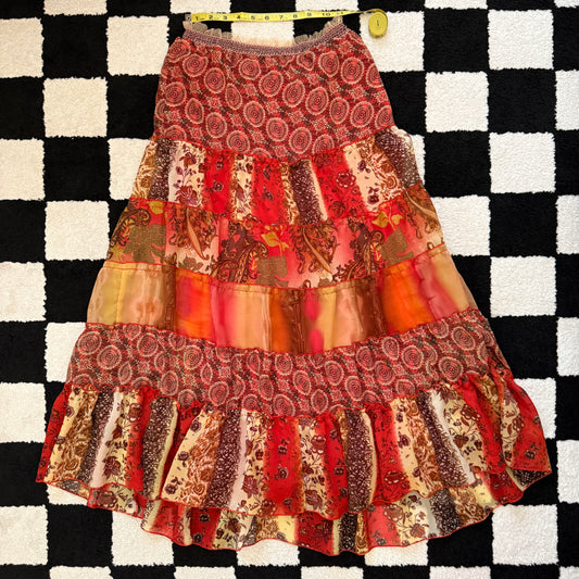 unique vintage whimsy 90s y2k KAKTUS tiered maxi skirt