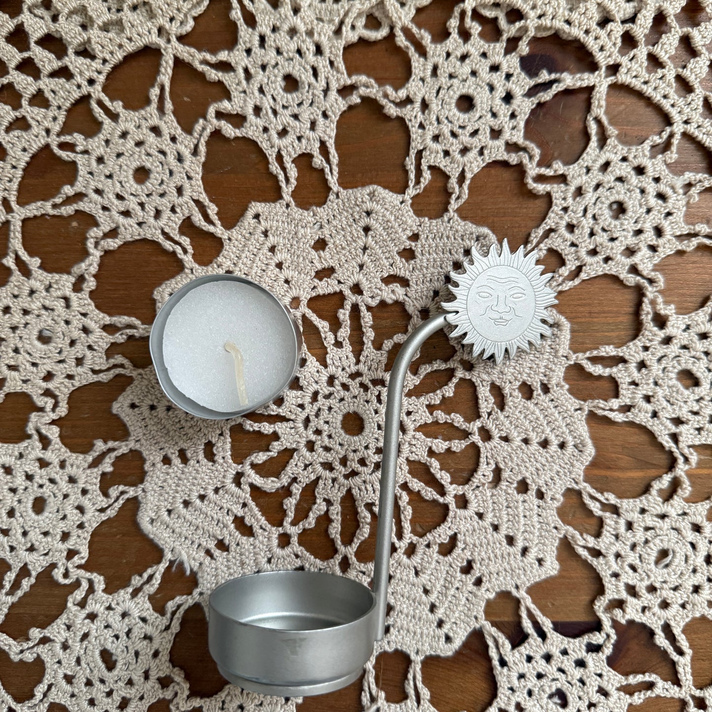 unique vintage whimsical celestial sun candle holder