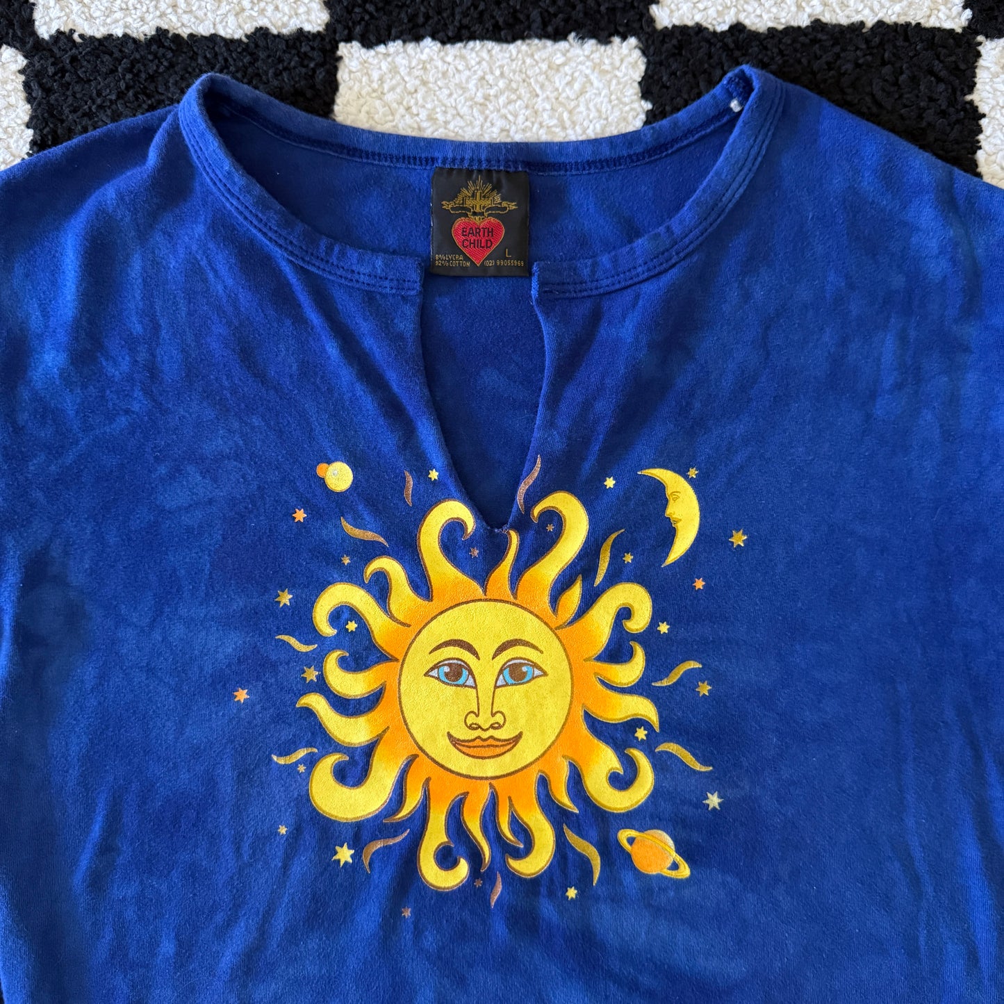 unique vintage whimsical 90s y2k celestial sun moon graphic baby tee