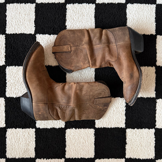 whimsy 90s y2k leather cowgirl boots