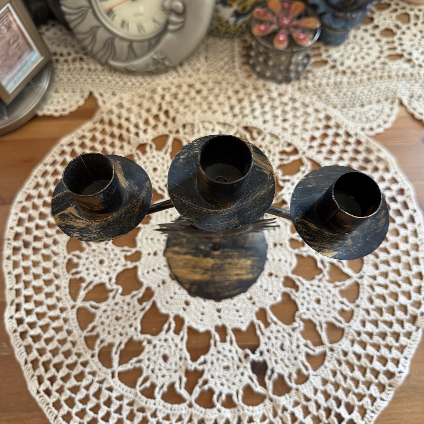 unique vintage whimsical celestial sun candle holder
