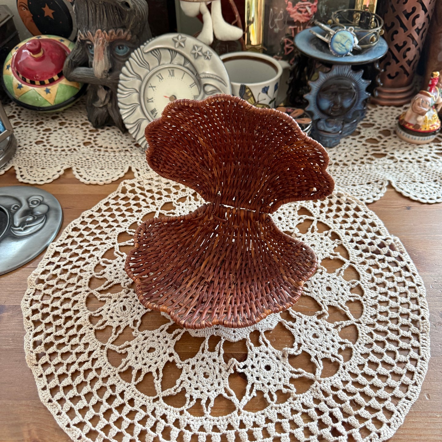 unique vintage whimsical wicker seashell basket