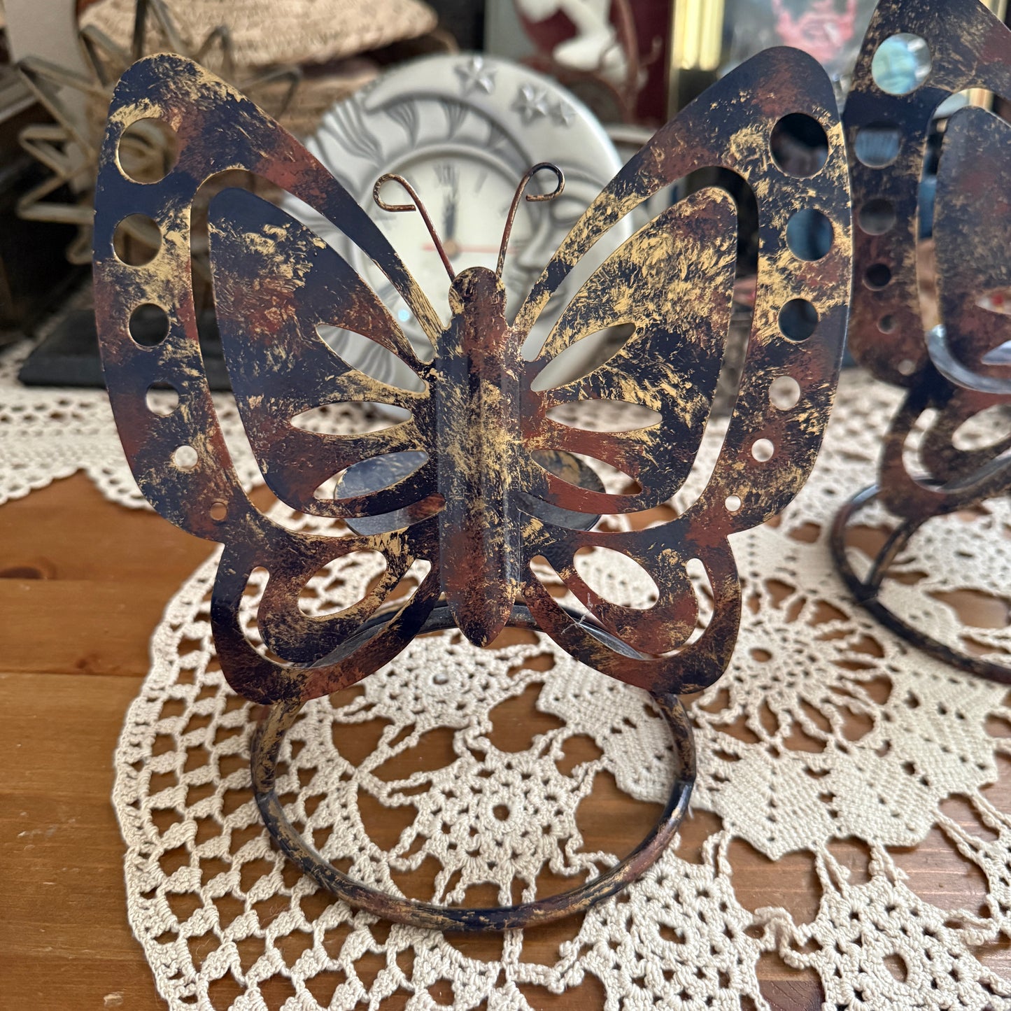 unique vintage whimsical butterfly candle holders (SET OF 2)