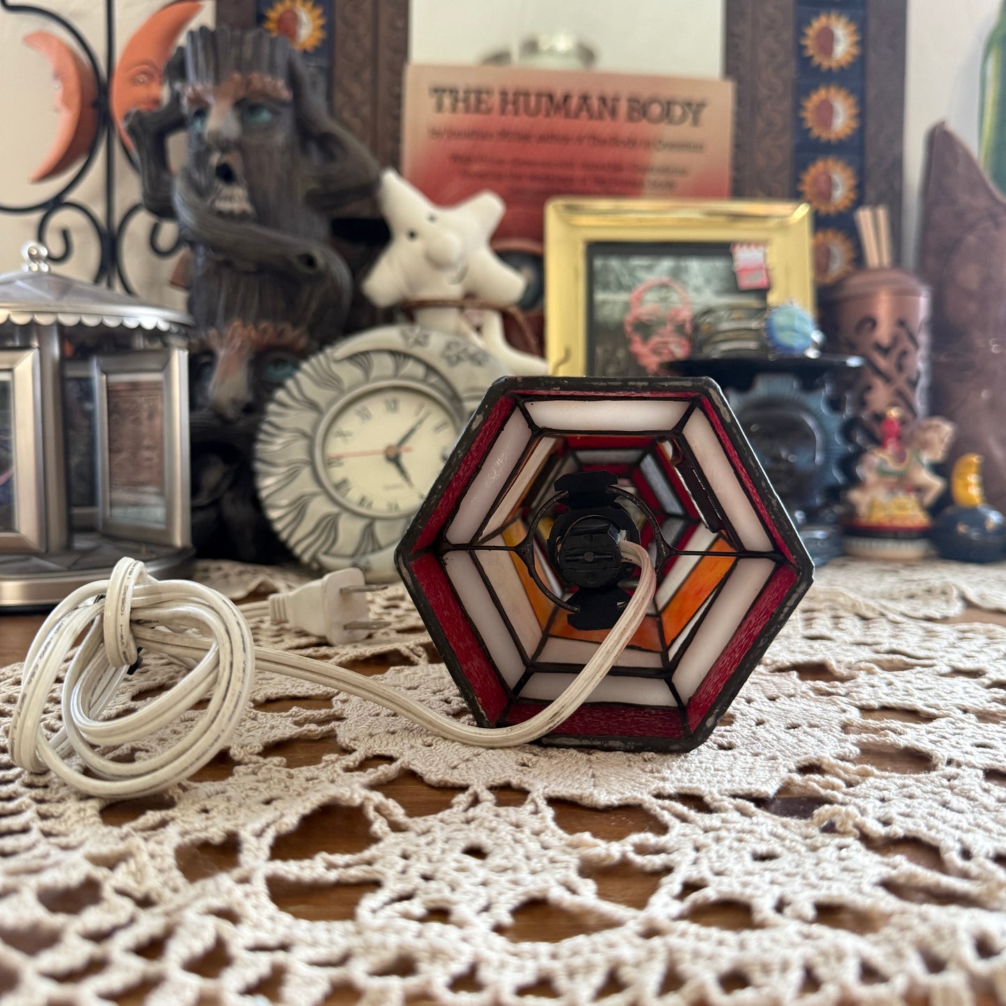 unique vintage whimsical lighthouse stained glass light lamp collectable