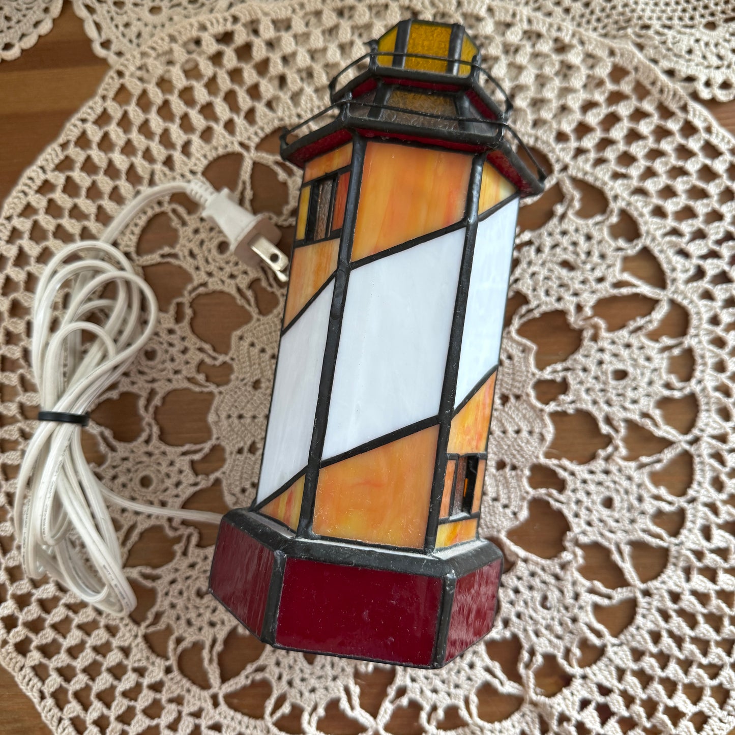 unique vintage whimsical lighthouse stained glass light lamp collectable