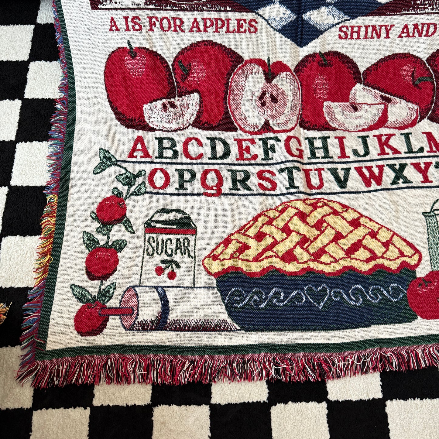unique handmade vintage whimsy 90s y2k knit tapestry blanket