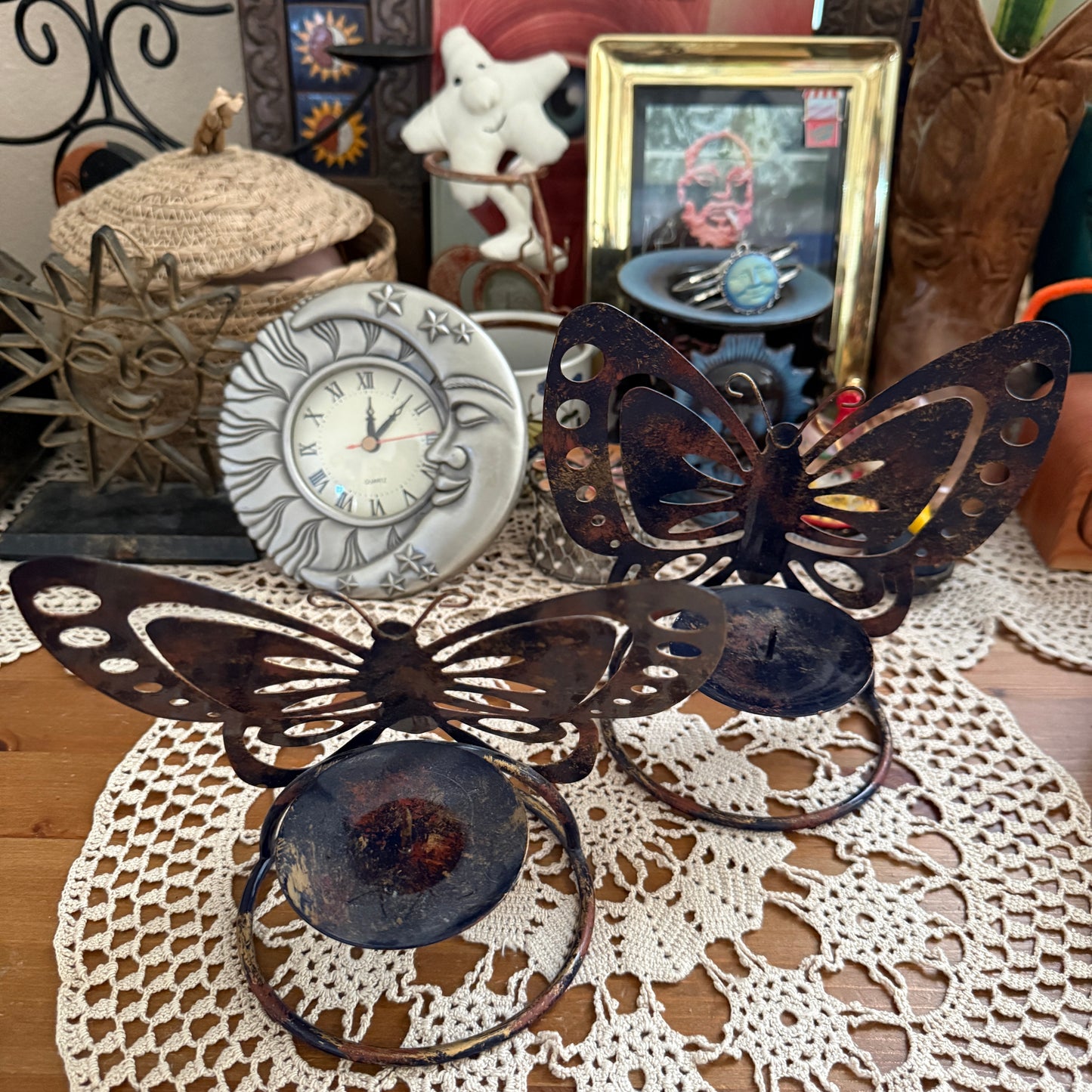 unique vintage whimsical butterfly candle holders (SET OF 2)