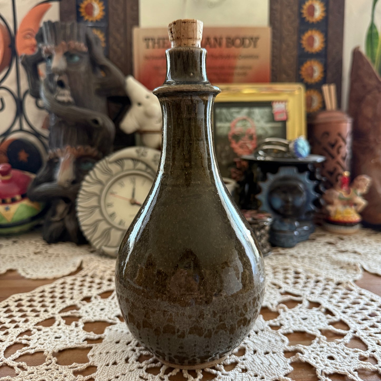 unique vintage whimsical folk art potion bottle