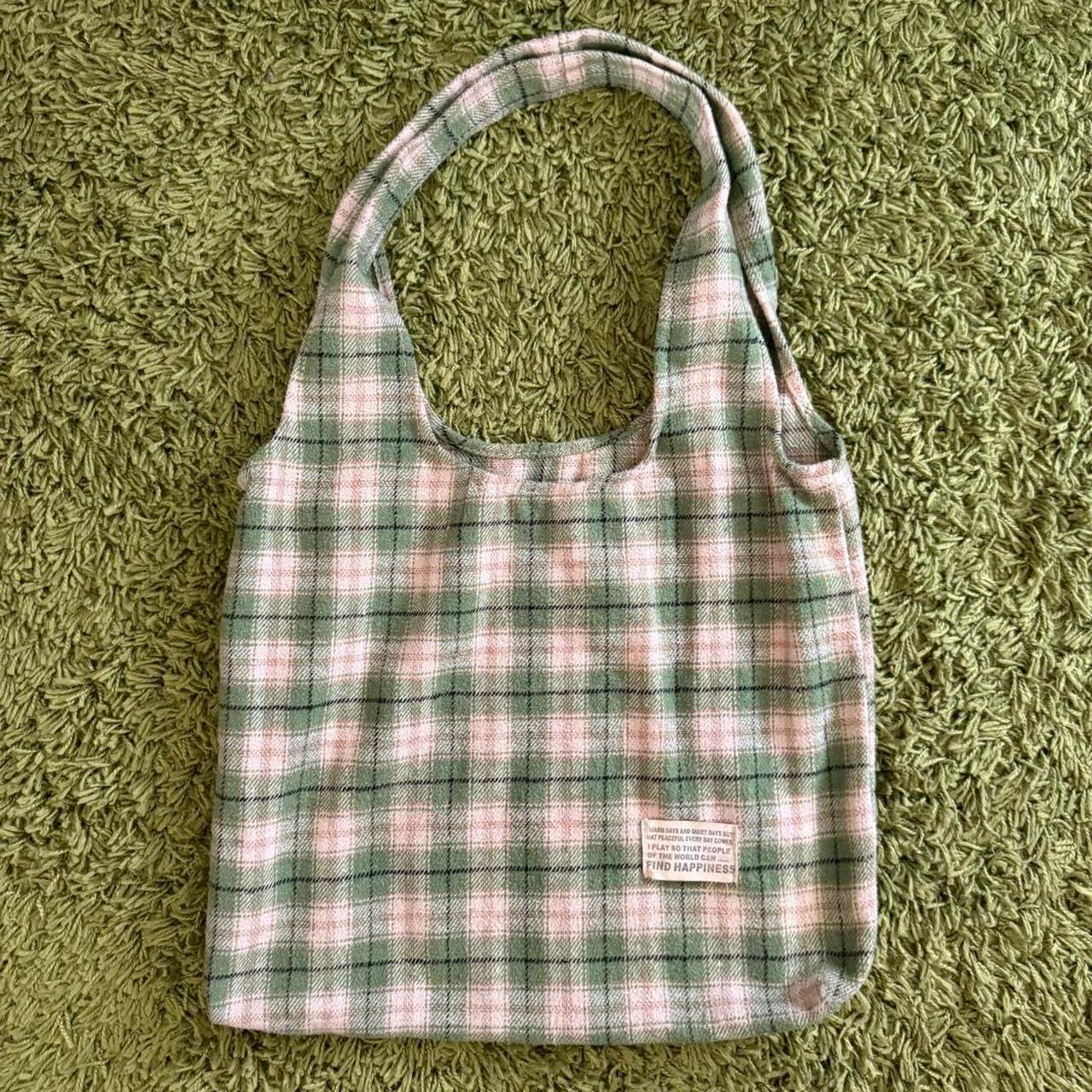 unique vintage whimsical gingham plaid tote bag