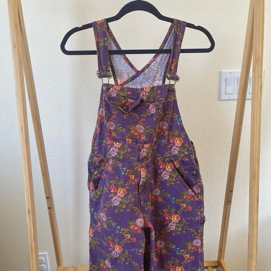 earth tone floral overalls