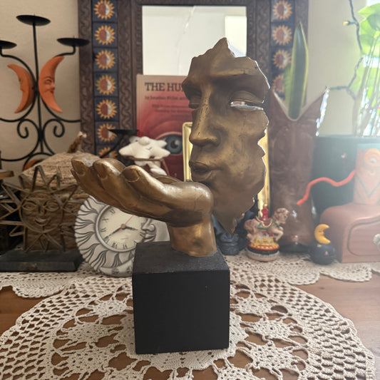 unique mcm vintage whimsical face candle holder