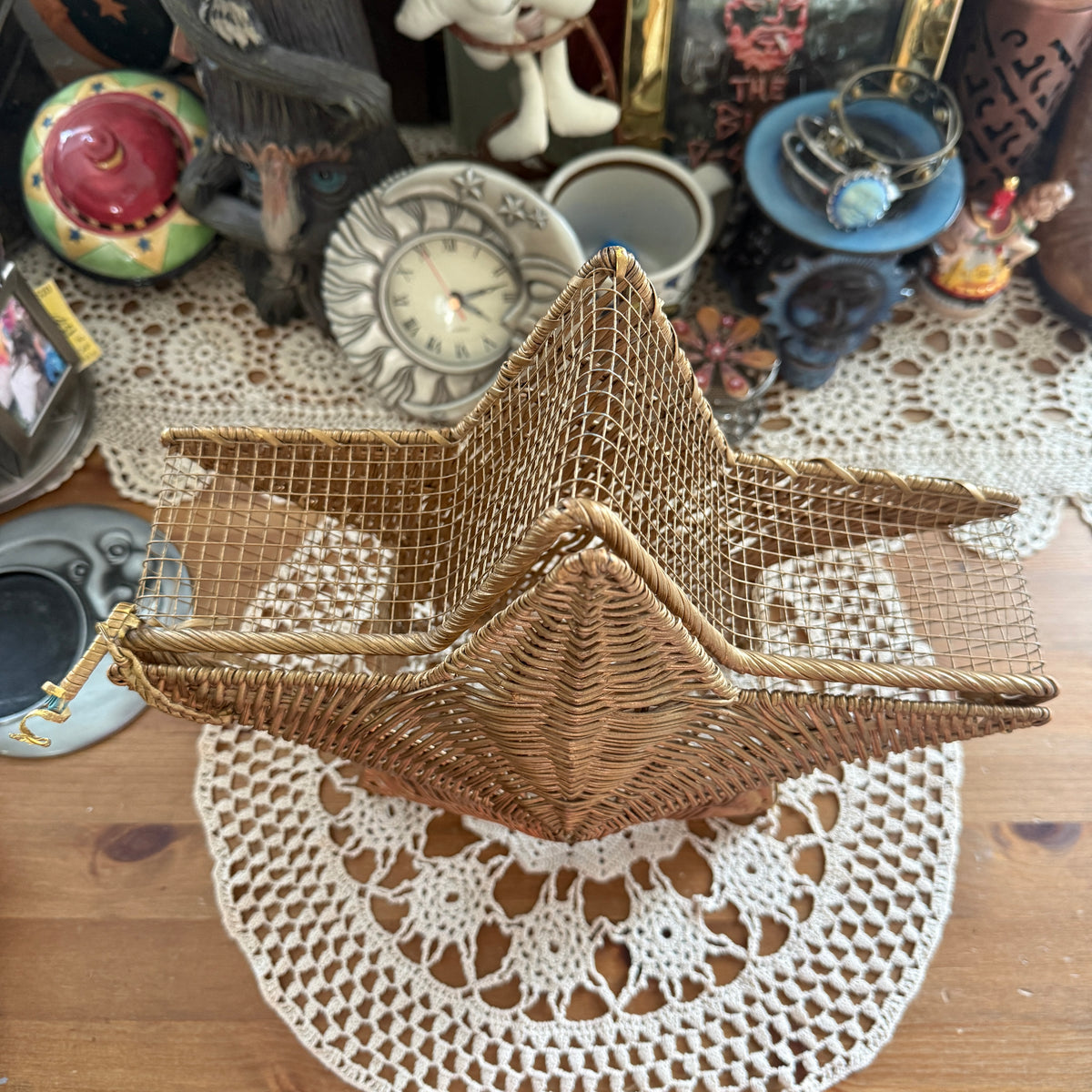 unique vintage whimsical celestial star wicker basket
