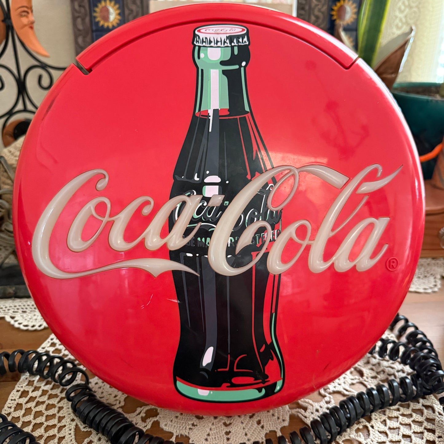 unique vintage whimsical 90s y2k COCA COLA disc phone collectable wall decor