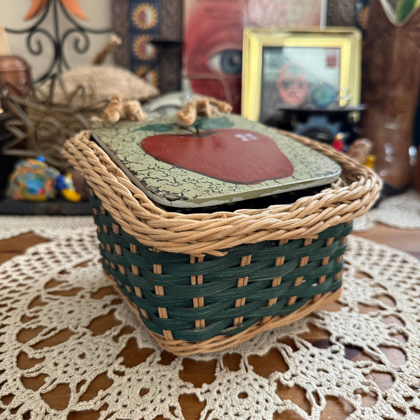 unique vintage whimsical wicker basket