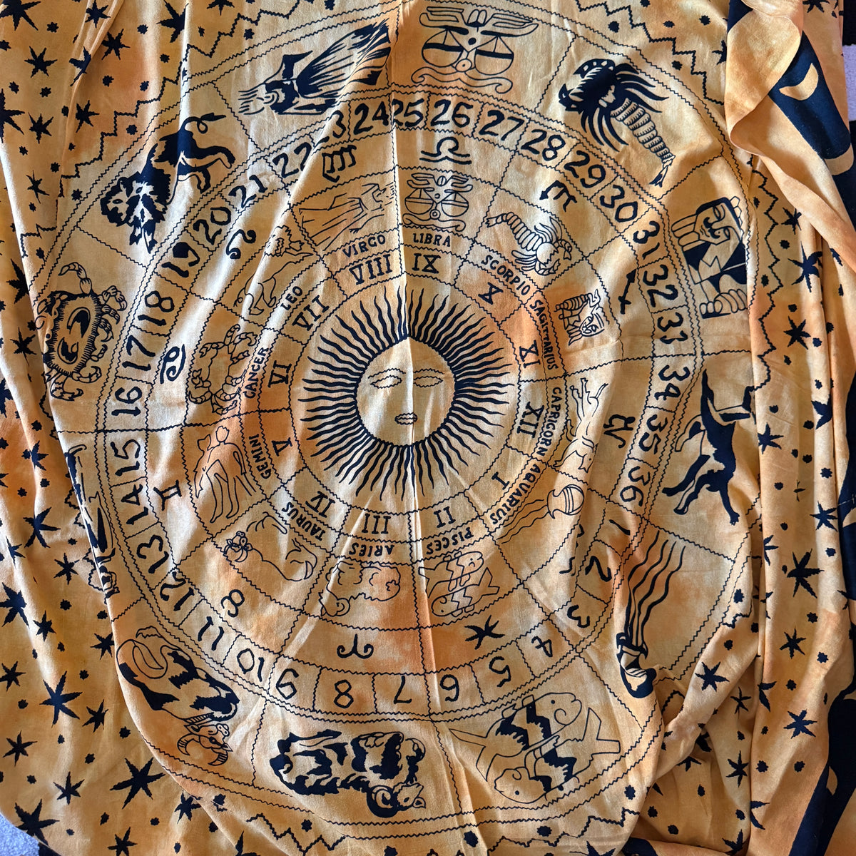 unique vintage whimsical celestial sun stars zodiac tapestry