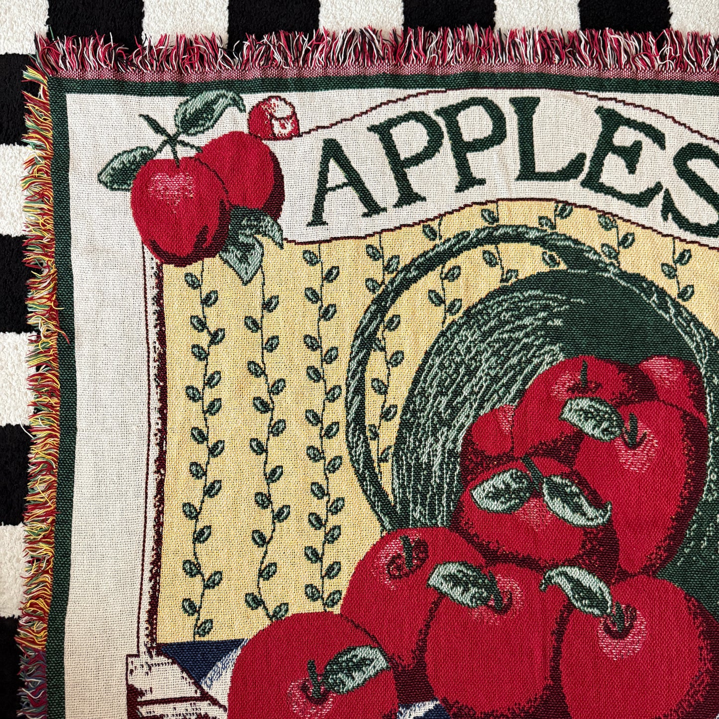 unique handmade vintage whimsy 90s y2k knit tapestry blanket
