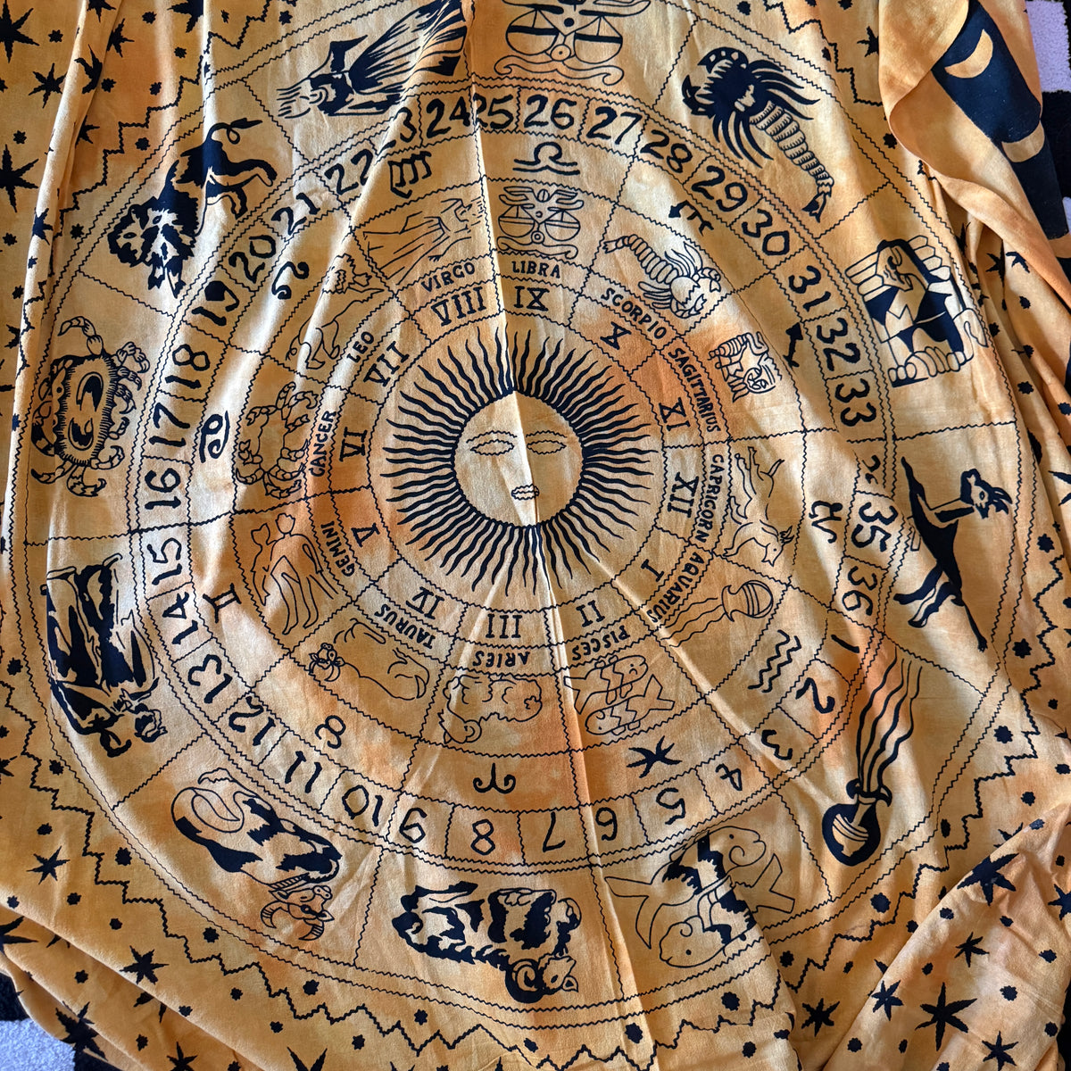 unique vintage whimsical celestial sun stars zodiac tapestry
