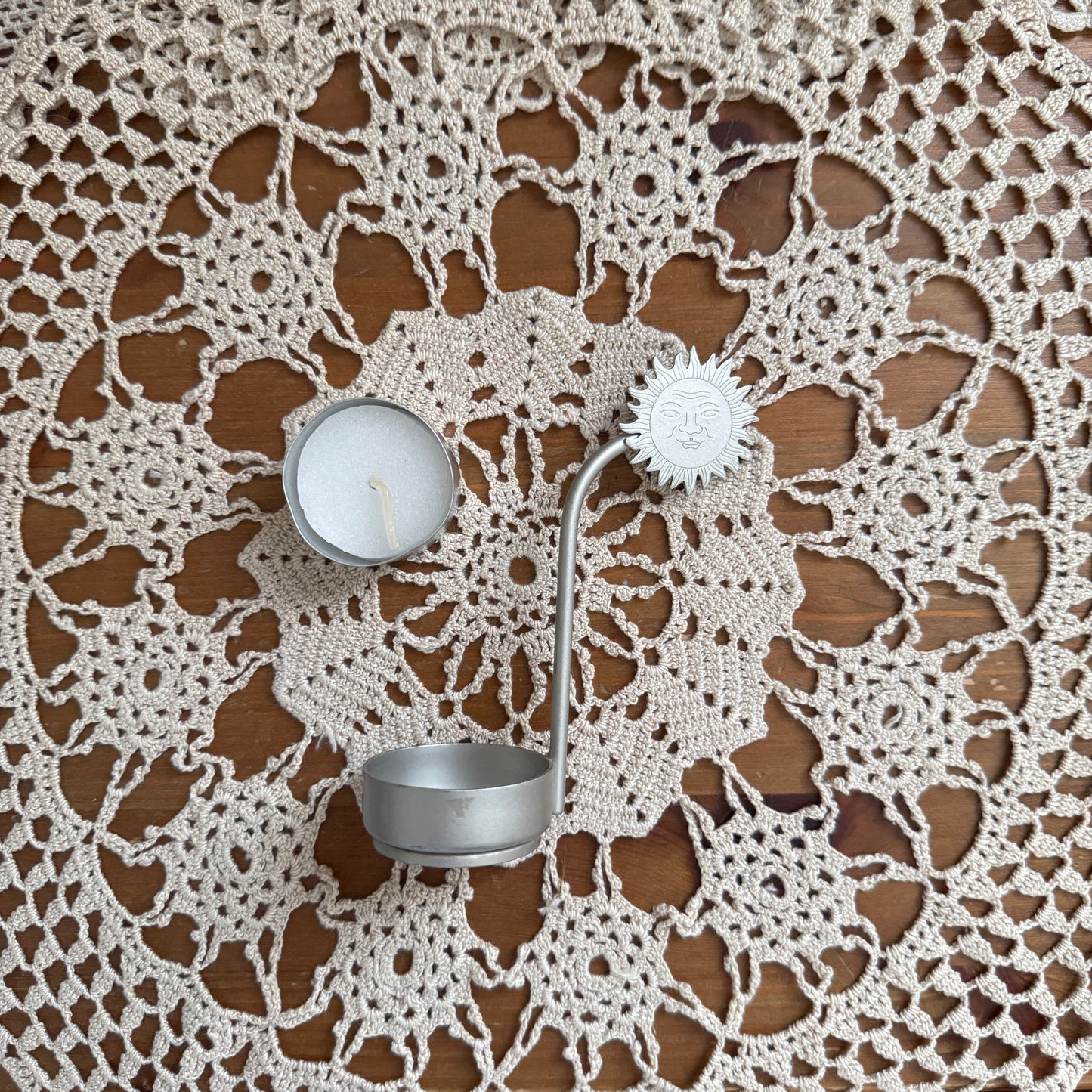 unique vintage whimsical celestial sun candle holder