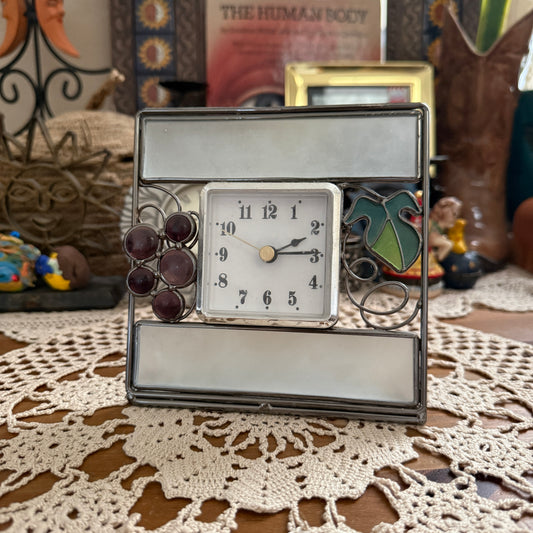 unique vintage whimsical stained glass clock
