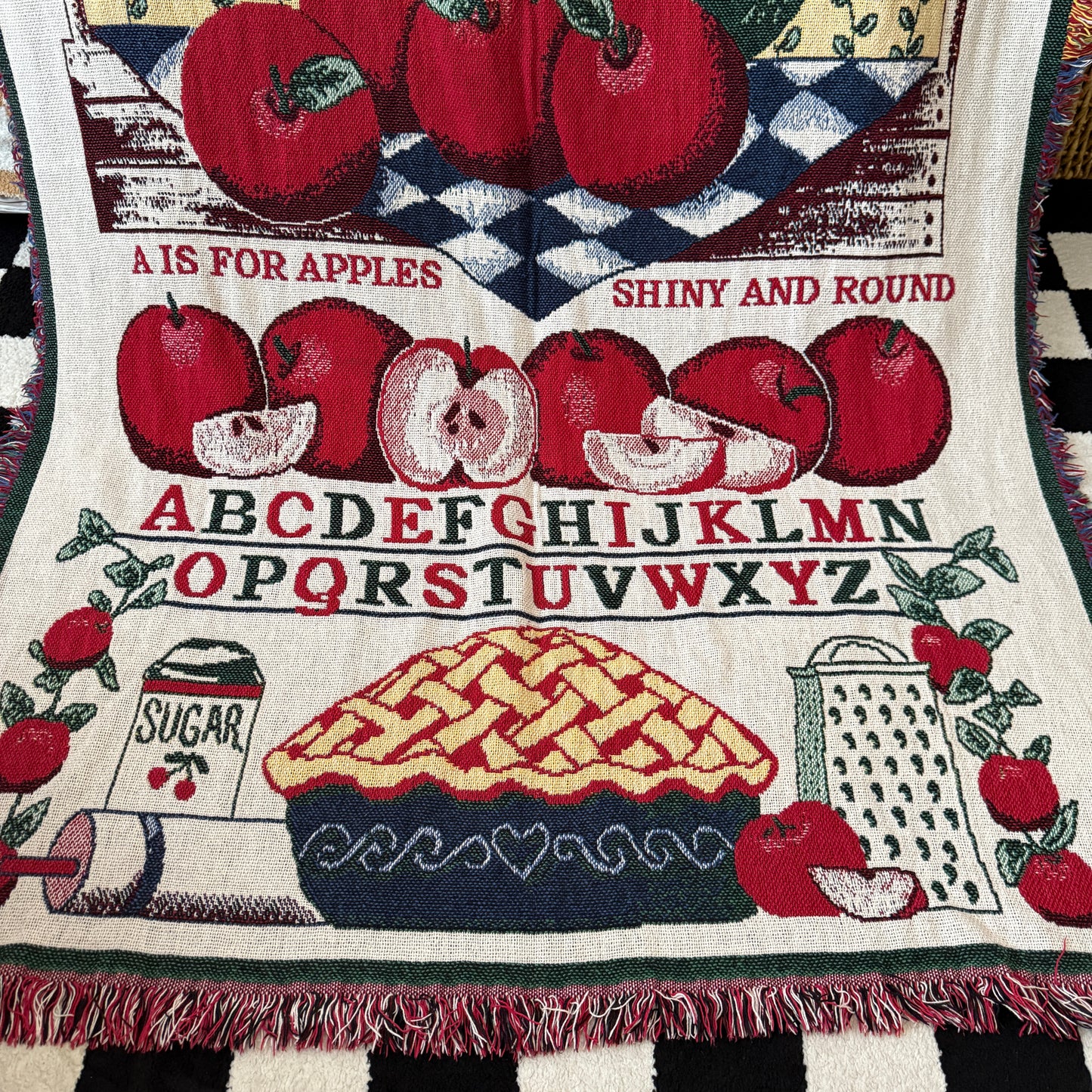 unique handmade vintage whimsy 90s y2k knit tapestry blanket