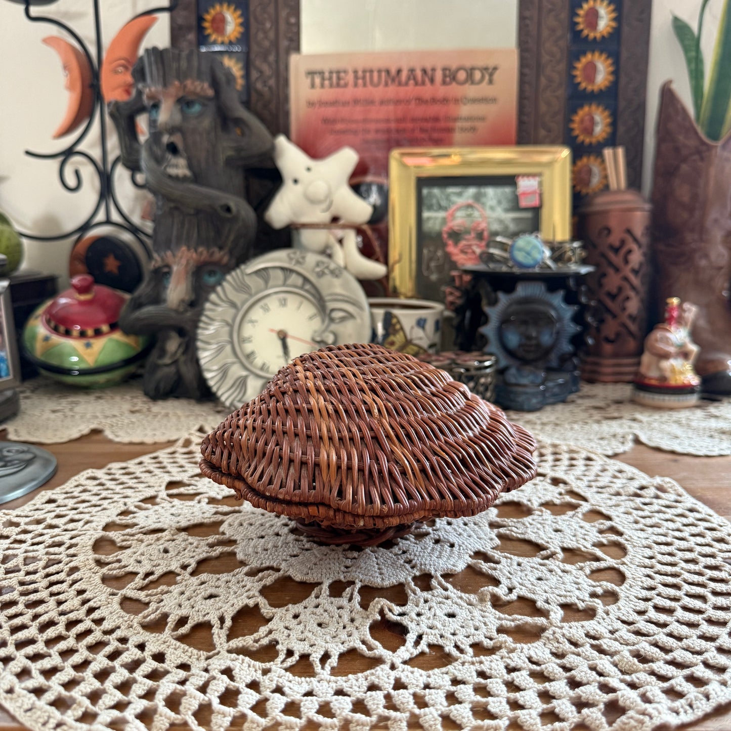 unique vintage whimsical wicker seashell basket