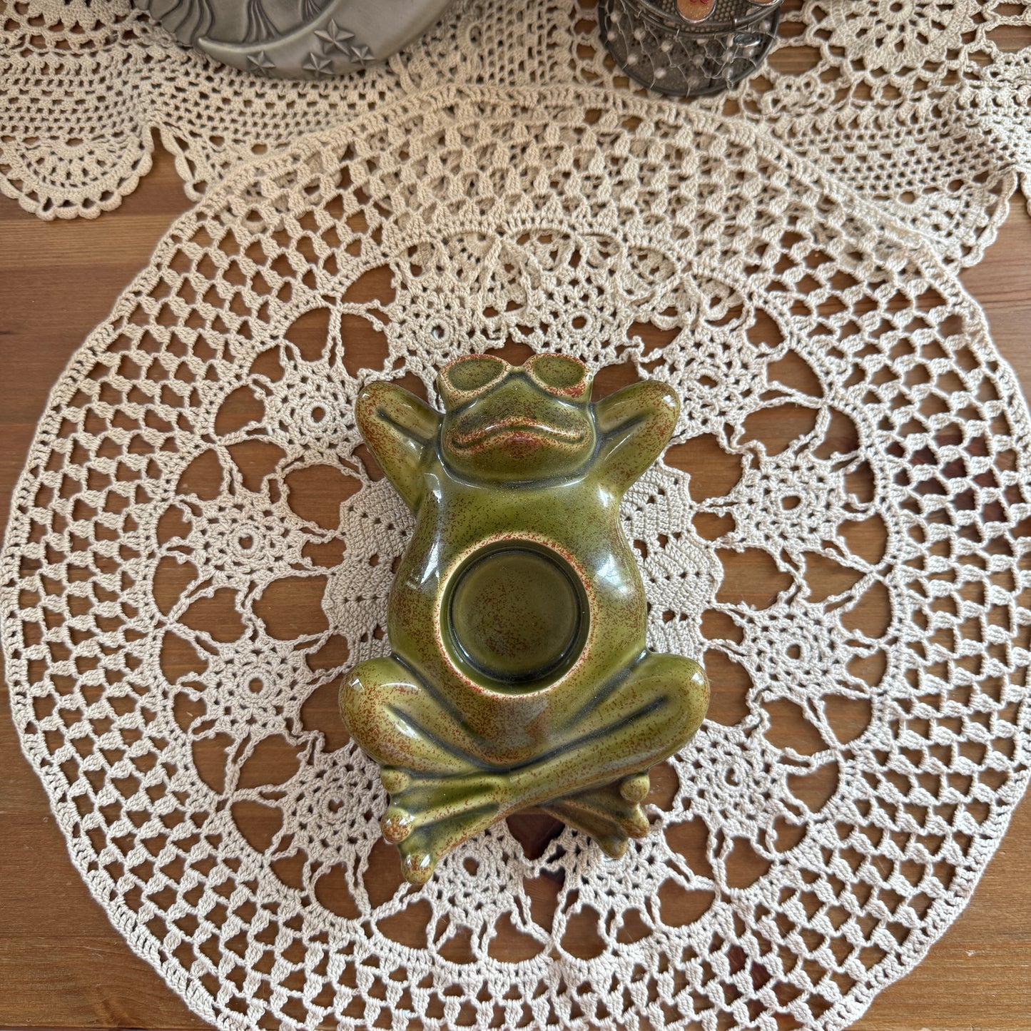 unique vintage whimsical frog candle holder