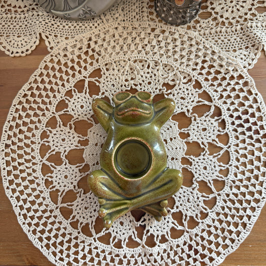 unique vintage whimsical frog candle holder