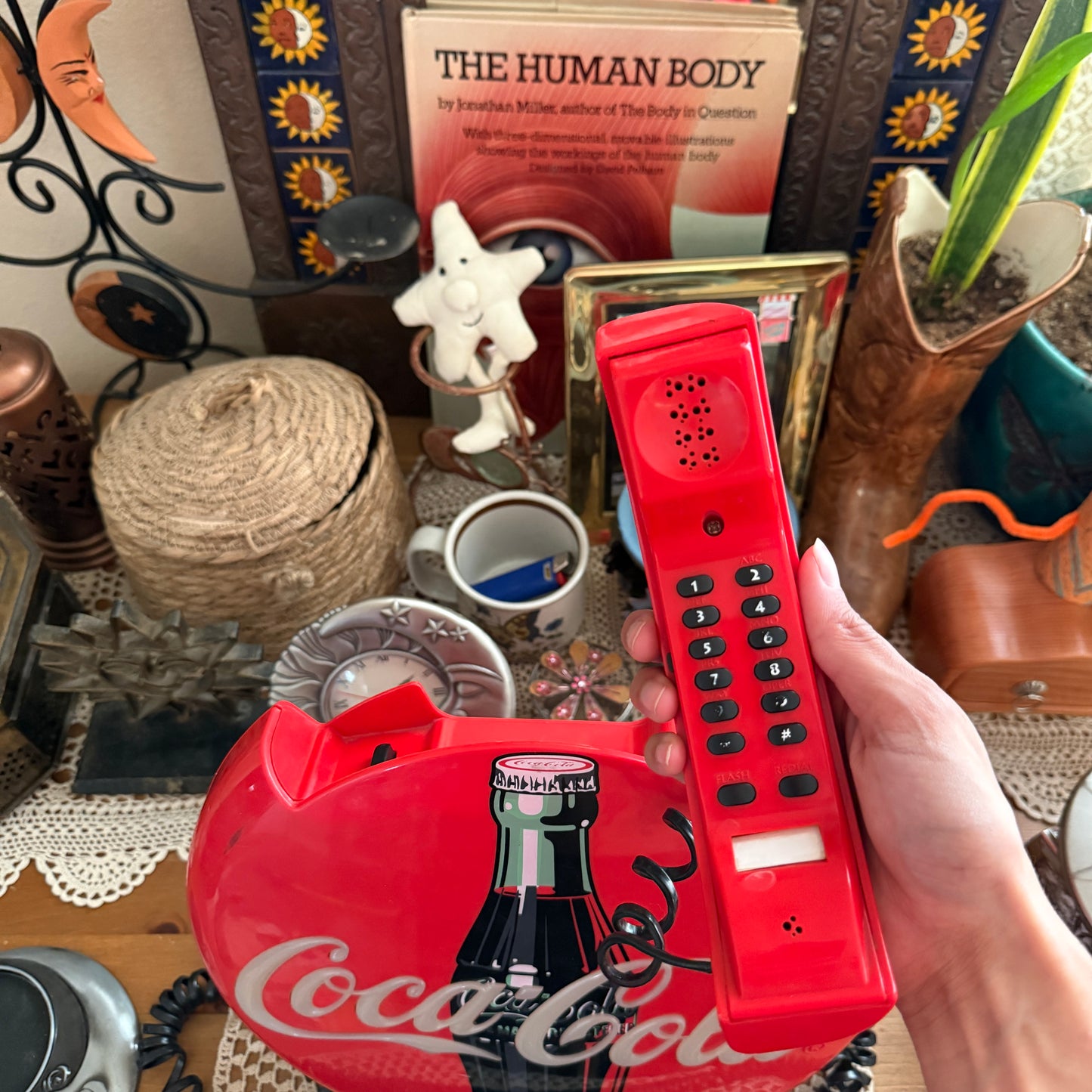 unique vintage whimsical 90s y2k COCA COLA disc phone collectable wall decor